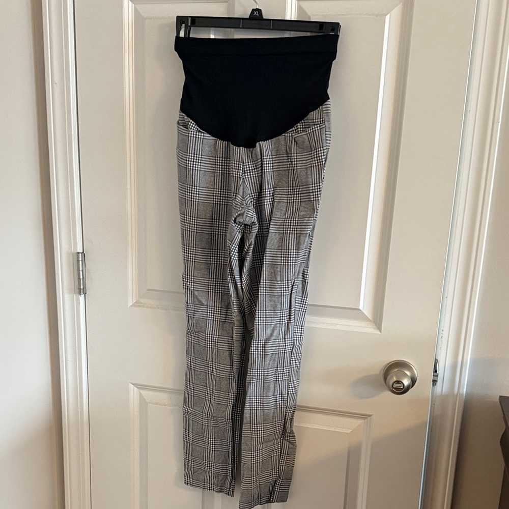 Black Plaid Maternity Pants